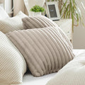 Bedsure Double-Side Striped Throw Pillow Covers 18x18 Set of 2, Spring Fluffy Linen Soft Decorative Pillow Covers, Home Decor for Couch Sofa Living Room Bedroom