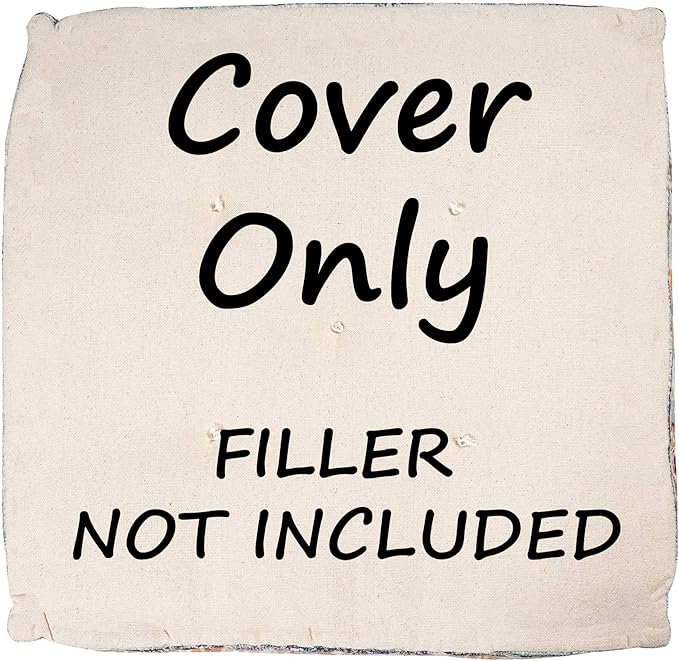 Mandala Life ART Bohemian Outdoor Floor Cushion Cover - Unstaffed 24x8 inches - Vintage Square Pouf Otttoman - Pillow Case for Garden Party, Pool, Balcony, Patio