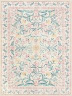 Lahome Sylvie Boho Pink and White Area Rugs 9x12 Living Room, Washable Floral Large Area Rugs for Bedroom Kids Playroom, Soft Non-Slip Thin Carpet for Nursery Home Decor, Blush