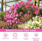 Riare 2 Pack 16 Inch Round Coco Liners Replacement, 100% Natural Coconut Coir Liners for Hanging Baskets, Garden Flower Vegetables Planter Pot, Window Box, Fence, Decks