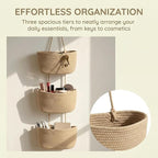 Over the Door Organizer, 3 Tier Hanging Wall Basket Storage for a Stylish and Clutter-free Space, Ideal for Boho Room Decor and Nursery Decor