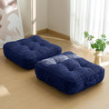 HIGOGOGO 6" Extra Thick Floor Pillow Cushion for Adults, Meditation Cushion Pillow, Large Square Floor Sitting, Tufted Corduroy Cover, for Tatami Living Room or Yoga, 22x22 Inch, 2Pack, Navy