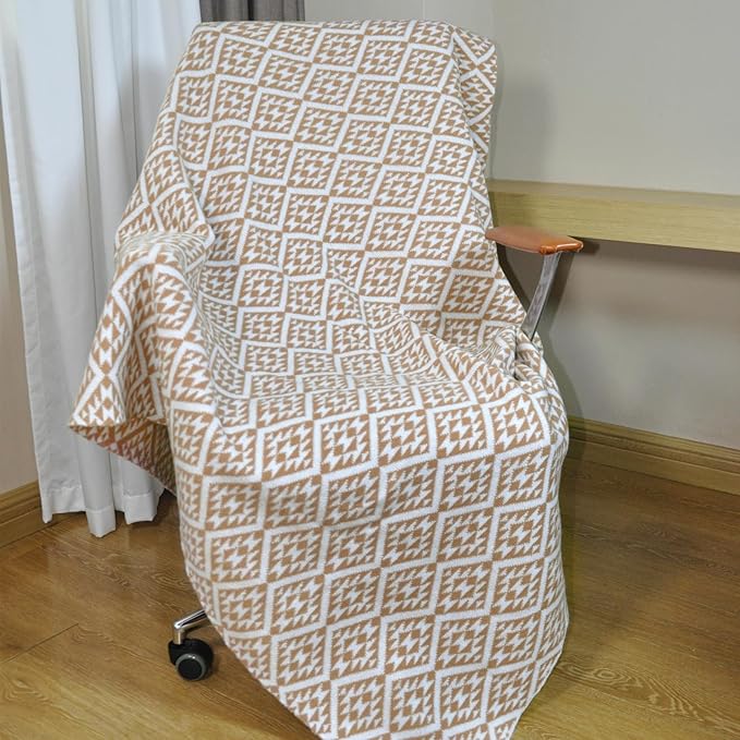 Knitted Full Size Throw Blanket - Lightweight Breathable Summer Soft Blanket of Polyester Imitation Cotton for Anti-Static,Luxury Throws for Bed, Couch and Sofa,Cozy Decorative Blankets,D2