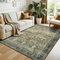 Lessymo 5x7 Washable Area Rug with Non Slip Backing,Soft Boho Indoor Carpets for Living Room Bedroom Nursery, Kid and Pet Friendly, Dark Brow