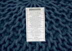 COTTON CRAFT - Hand Knitted Cable Style Dori Pouf - Blue - Floor Ottoman - Cotton Braid Cord - Handmade & Hand Stitched - Truly one of a Kind Seating - 20 Dia x 14 High