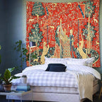FEASRT Bohemian Tapestry - Medieval Maiden and Unicorn, 60x60 Inches Soft Flannelette, for Bedroom Living Room