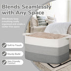 Goodpick 85L Large Woven Basket 23.6" x 15.7" x 13.8" Cotton Rope Storage Baskets for Organizing, Decorative Blanket Basket for Living Room Bedroom, Toy Baskets Storage Kids, Gray