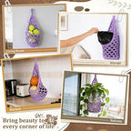 Macrame Wall Plant Hanger, Hanging Planter Basket Holder, Wall Planters for Indoor Plants, for Up to 6 Inch Pot (Purple, 6-Inch)