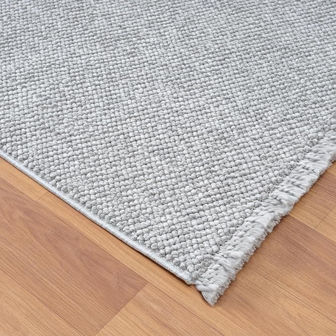 LUXE WEAVERS Solid Machine Woven Gray 8x10 Area Rug, Indoor Stain-Resistant Carpet