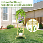 iDavosic.ly 3 Tier Tall Metal Plant Stand Indoor Outdoor, Wrought Iron Corner Flower Pot Holder Shelf, 34 Inch Vertical Display Rack for Patio Porch Living Room Garden, Gold