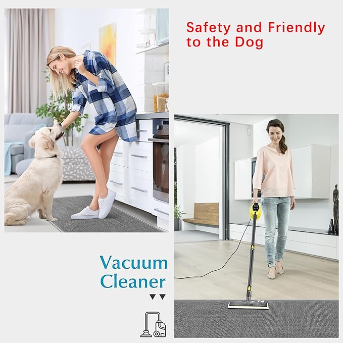 7ft Braided Jute Kitchen Runner Rugs Non Slip, Rubber Backed Absorbent Kitchen Carpets Mat Washable, Natural Rug Runner for Hallway Entryway, Grey