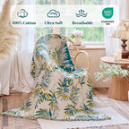 MSGKV Boho Throw Blanket for Bed Cotton 60"x80" Leaves Blanket Twin Size Couch All Seasons Muslin Spring Breathable Lightweight Farmhouse Blankets