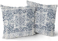 Navy Blue Grey Ethnic Boho Throw Pillow Covers 20x20 Inch Decorative Bohemian Carpet Pattern Vintage Gray Pillow Cases Rustic Cushion Covers Farmhouse Home Decor For Sofa Couch Outdoor Set of 2