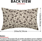Dark Brown Floral Pillow Covers 12x20 Set of 2 Vintage Rustic Old Style Cute Small Flower Cream Print Decorative Outdoor Pillowcases Farmhouse Throw Cushion Case Decor for Couch Sofa Bed