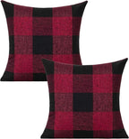 VAKADO Red and Black Christmas Buffalo Plaid Throw Pillow Covers Rustic Retro Check Cushion Cases Home Decor Farmhouse Decorative for Couch Bed Sofa 18x18 Set of 2