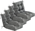 QILLOWAY Outdoor Seat/Back Chair Cushion Tufted Pillow, Spring/Summer Seasonal Replacement Cushions - Pack of 4 (Charcoal Grey/Black)