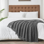 inhand Grey Throw Blanket for Couch and Bed, Soft Living Room Home Decor Knitted Twin Size Blanket, Outdoor Lightweight Breathable Summer Blanket, Farmhouse Warm Woven Decorative, 60"x80"