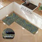 GENIMO Kitchen Mats for Floor 2PCS, Cushioned Kitchen Rugs Non Slip Washable, Farmhouse Anti Fatigue Mat Waterproof, Comfort Standing Mat Rug for Office, Home, Laundry, 17.3"x47"+17.3"x30", Green