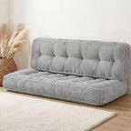 63 Inch Folding Bench Cushion, 4 Inch Thick 2-in-1 Convertible Long Floor Lounger Boneless Cushions Couch Mattress Upholstered for Yoga, Reading, Sleeping, Meditation Living Room(Light Grey)