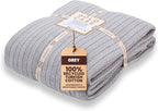 Gold Case Throw Blanket for Bed - 100% Recycled Turkish Cotton Blanket - Vintage Lightweight Soft Throw Blankets for Bed & Living Room - Queen Size Cozy Blankets - 90x90 - Grey