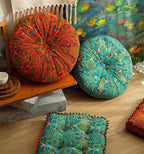 Meditation Floor Pillow, Large Pillows Seating, Bohemian Cushion for Fireplace Yoga Living Room Sitting(Size:42x42x6cm,Color:Moroccan Square mat - Blue)