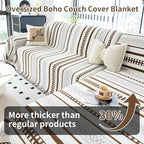 Striped Couch Cover Blankets, Boho Couch Covers, Sofa Blanket Cover for Dogs, Large Couch Covers for Recliner and Chair, Chenille Sofa Covers Washable Sectional(1pc/Brown/71 x 102")