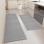 Kitchen Mat Set of 2 PCS, Cushioned Non Slip Rugs for Kitchen Floor, Absorbent Runner Comfort Standing Mats Washable for Kitchen, Office, Home, (Grey, 17.3"x47"+17.3"x71")