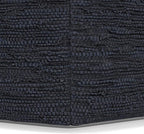 SIMPLIHOME Fredrik Square Pouf - 18 inch Wide Genuine Woven Leather Ottoman in Dark Blue, Boho-Style Footstool or Extra Seating for Living Room or Bedroom with Polystyrene Bead Filling, Assembled