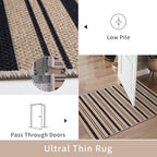 Tangsoo Stripe Easy Jute Rug 5x7 Large Washable Area Rugs for Living Room,Non-Slip Thin Indoor Outdoor Rug,Farmhouse Natural Throw Mat for Dining Room Table Backyard Patio Home Office Decor
