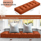 Bench Cushions for Indoor Furniture 42x16 in Velvet Kitchen Dining Piano Window Seat Cushion, Tufted Patio Porch Swing Thicken Bench Pad Memory Foam(Cinnamon)