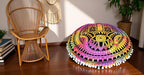 CRAFT KALA Boho Large Floor Pillow Pouf Cover Mandala Meditation Room Pillow Cover for Adults Round Bohemian Seating Pouf Cushion Cover for Kids Playroom 22" Multi Hamsa