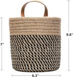 Wall Hanging Storage Baskets - Small Cotton Rope Woven Closet Storage Bins-Shelf Basket Organizer for Plants, Towels,Toys - 6.3" x 7" (Jute)