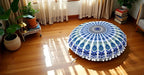 CRAFT KALA Large Round Bohemian Floor Pillow Pouf Cover Mandala Meditation Room Pillow Cover for Adults Boho Seating Poufs Cushion Cover for Kids Playroom 32" Round Green Sky Peacock