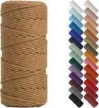 NOANTA Coffee Macrame Cord 3mm x 109yards, Colored Macrame Rope, Cotton Rope Macrame Yarn, Colorful Cotton Craft Cord for Wall Hanging, Plant Hangers, Crafts, Knitting