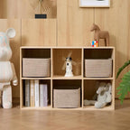 Small Organizing Baskets for Cubes Shelf, 9.7x9.7x7.1 Inch Rope Woven Storage Bins for Nursery Shelves Storage, Cute Toy Basket, Square 3 Packs Mixed Brown