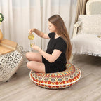 32 inches Meditation Floor Cushion for Adults, Round Large Thick Floor Pillow, Memory Foam Filling, Orange