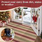 Lahome Christmas Outdoor Rug, 3x5 Christmas Decorations for Porch Entryway Front Door, Striped Plaid Decor Non Slip Non Shedding Red and Green Carpet for Foyer Patio