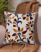 Embroidered Floral Boho Throw Pillow Cover 18x18 Inch - Decorative Cotton Pillow Case for Couch, Sofa, Bedroom, Living Room - Farmhouse Home Aesthetic Housewarming Gifts (Vintage Charm, 18" x 18")