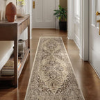 Brown Taupe 2x6 Hallway Runner Rug, Carpet Runners 6ft for Kitchen Non Slip Washable, Farmhouse Distressed Floor Runner for Entryway Front Door, Vintage Medallion Rug Runner Bathroom Bedroom
