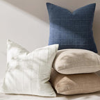 Woaboy Linen Check Throw Pillow Covers 26x26 Inch Set of 2 Euro Blue Farmhouse Modern Boho Vintage Coastal Decorative Cushion Covers for Bed Sofa Couch Bedroom Living Room Home Decor