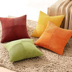 MIULEE Burnt Orange Decorative Throw Pillow Covers 18x18 Inch Set of 4 Boho Color-Clash Cushion Covers Modern Farmhouse Pillow Cases Corduroy Striped Decor for Couch Sofa Bed(Terracotta,Rust)
