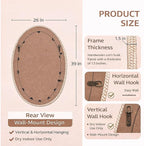 26" x 39" Oval Wall Mirror, Handwoven Natural Corn Husk Fiber with Light Whitewashed Finish, Boho Coastal Style for Entryway, Bedroom, Living Room, Vertical & Horizontal Hanging