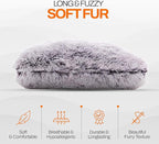 Cheer Collection Throw Pillows for Couch and Bed, Soft Shaggy Throw Pillows with Inserts Included, Cozy Long Hair Faux Fur Pillows - Set of 2-18" x 18" - Purple