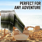 Hydration Nation Authentic Extra Large Mexican Blanket - 70"x50" Handwoven Yoga, Serape, Artisanal Falsa - Camping, Picnic, Outdoor (Military Green)