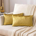 MIULEE Velvet Throw Pillow Covers 12x20 Inch, Pack of 2 - Golden, Soft Solid Lumbar Decorative Pillow Covers Modern Luxury Home Decor for Chair Couch Sofa Bedroom Livingroom