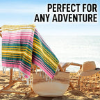 Hydration Nation Authentic Large Handwoven Mexican Striped Throw Blanket - Soft, Durable, Eco-Friendly - 70"x50" - Sunshine