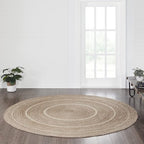 VHC Brands Jute Rug with Pad, Natural & Crème, 8 Feet Round