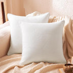 Amazon Basics Faux Linen Throw Pillow Covers with Hidden Zipper Closure, 22 × 22in, White, Pack of 2