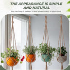 EBOOT 2 Pack 41 Inch Large Macrame Plant Hanger Rope to Hang Flower Pot Plant Holder for Indoor Outdoor Decorations, 4 Legs (Linen Color)