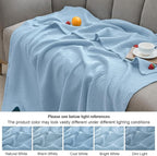 PHF 100% Cotton Muslin Blanket King Size 108"x90", 4-Layer Lightweight Gauze Throw, Breathable Cloud-Soft Minimalist Blanket for Bed, Couch, Camping & Baby, Sky Blue, Ideal Gift